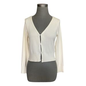Zara Ivory Long Sleeve Button Up Sweater Cardigan Women’s Top Size L Fits M NWOT